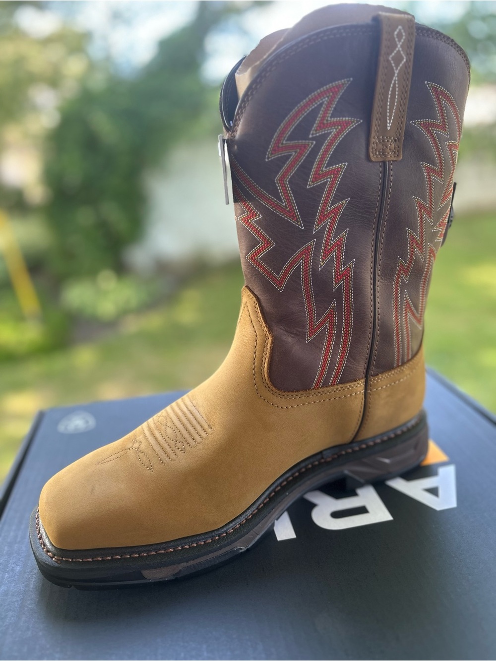 Ariat Men’s Two-Tone Tan and Brown Western Work Boot